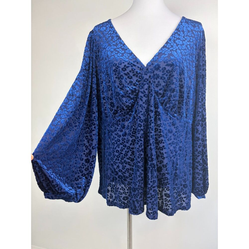ModCloth Velvet Burnout Babydoll Top 2X Semi‑Sheer Gothic Romantic Whimisgoth